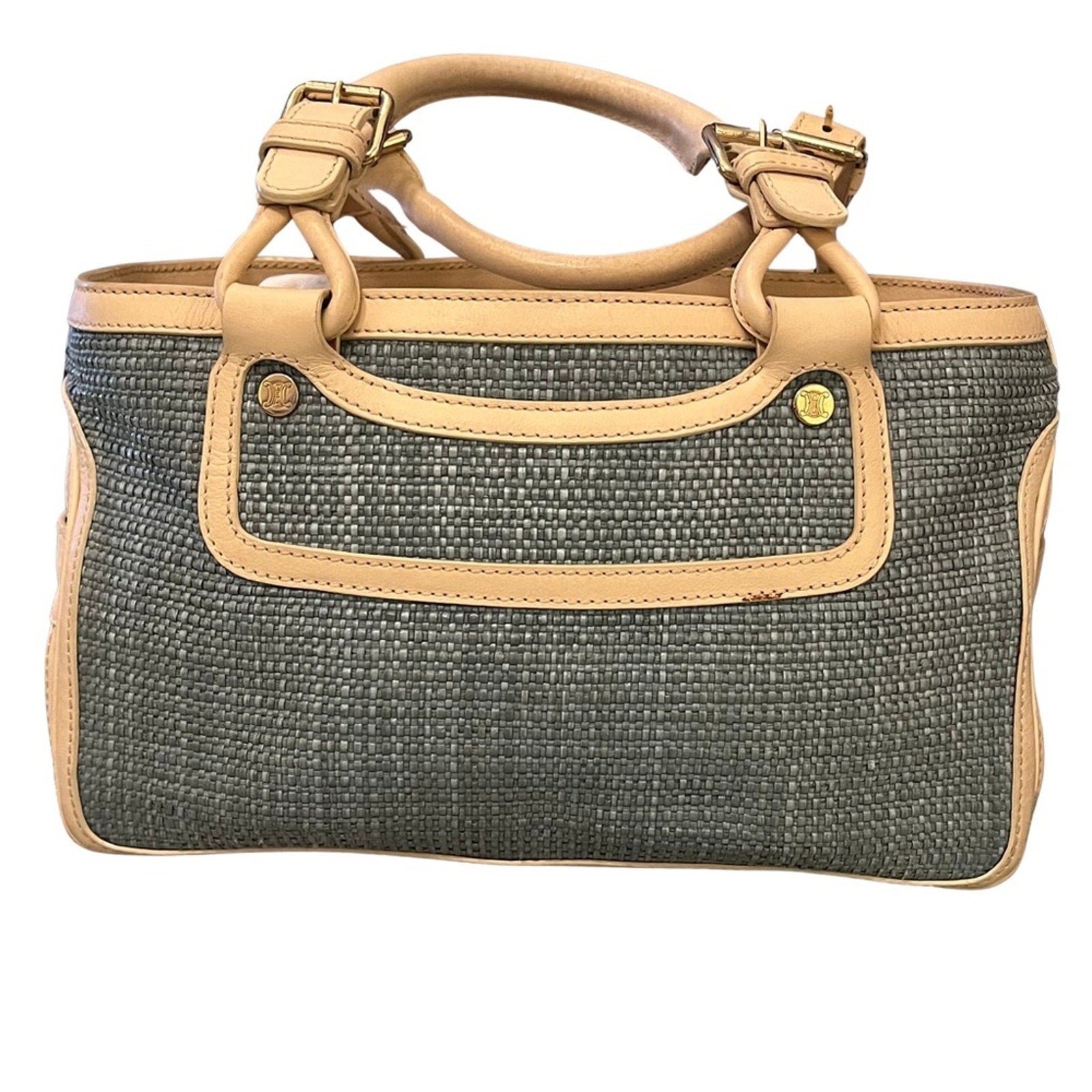 Celine Green Weave Boogie Satchel