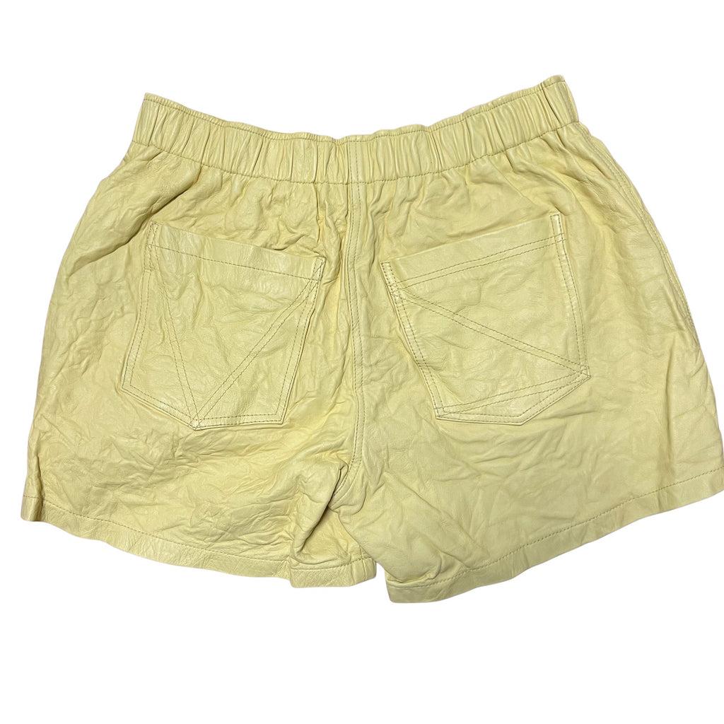 Zadig & Voltaire Shea Crinkled Leather Shorts Butter Yellow Size 42 NWT Designer
