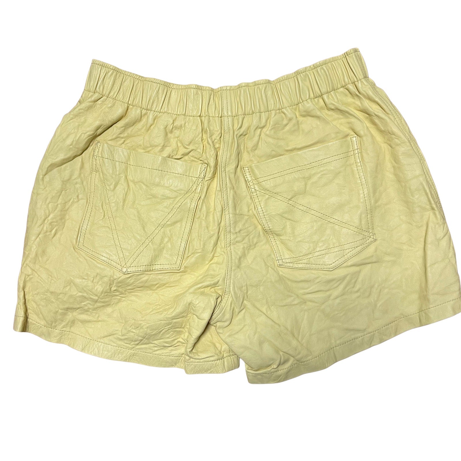 Zadig & Voltaire Shea Crinkled Leather Shorts Butter Yellow Size 42 NWT Designer