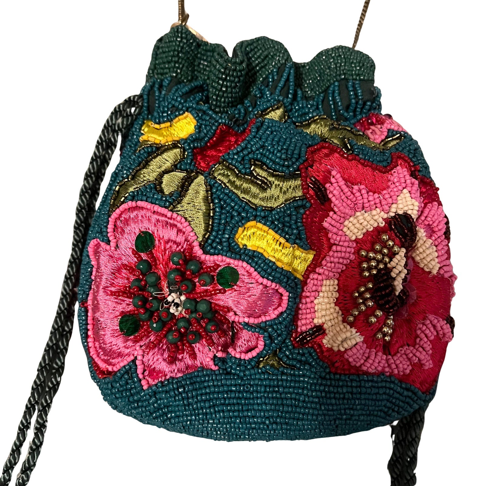 Handmade Floral Draw String Shoulder Bag