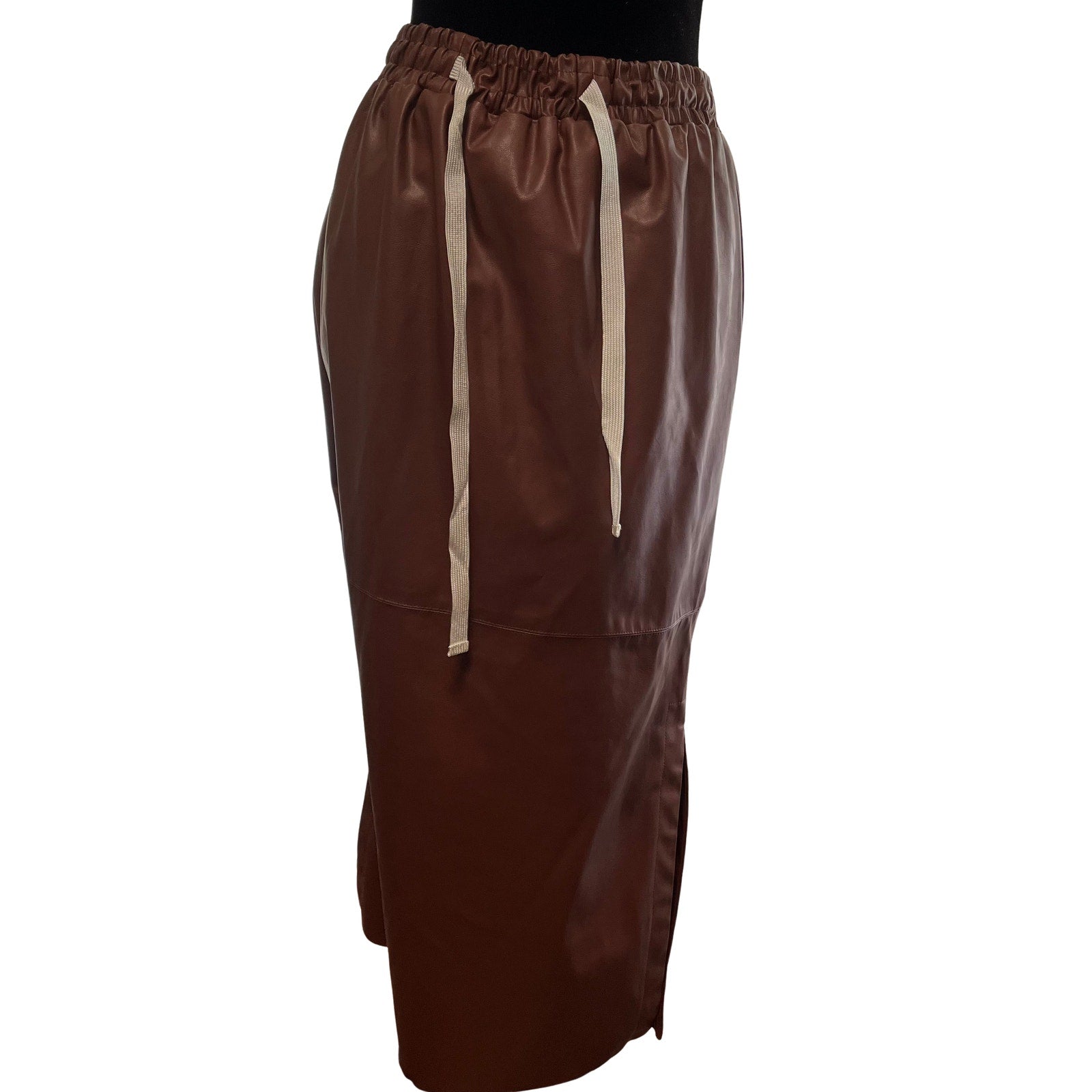 Designer Remix Brown Faux Leather Sustainable Skirt