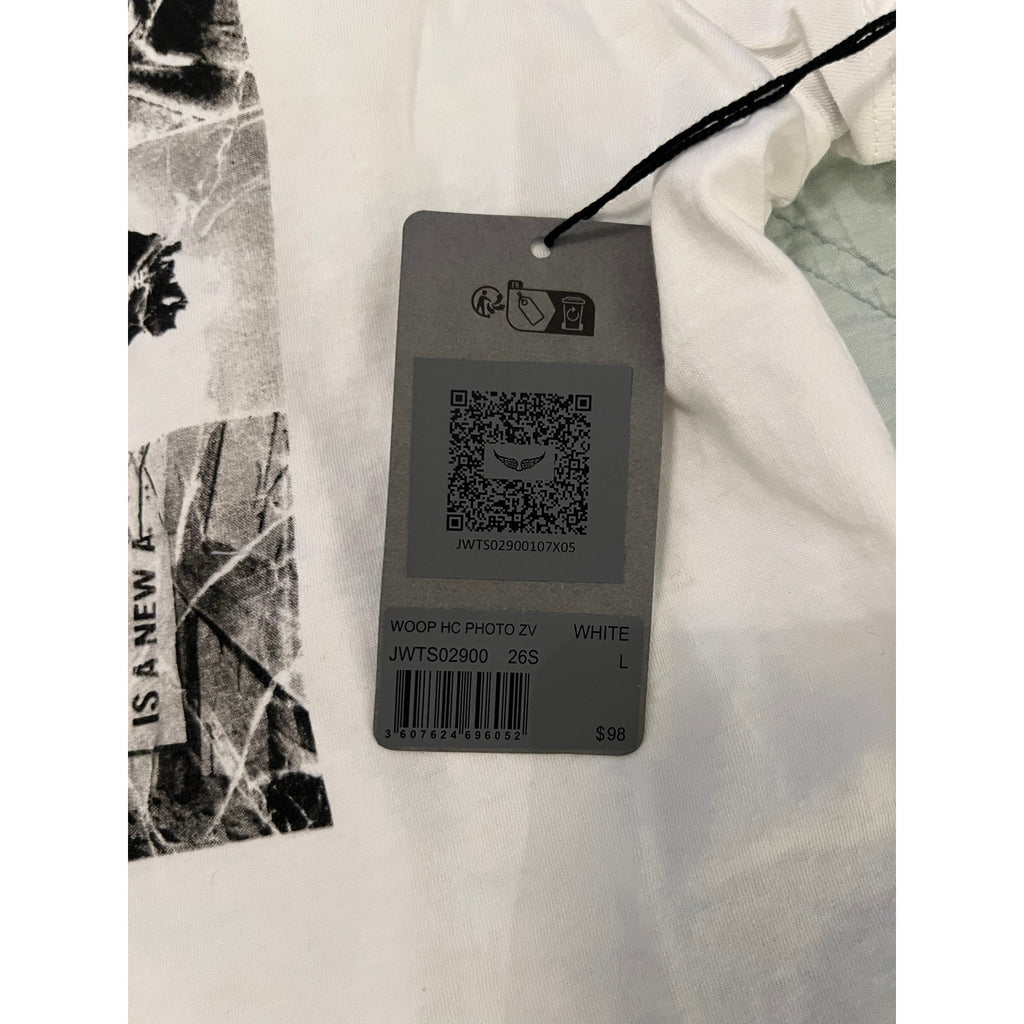Zadig & Voltaire Graphic Photo Print T Shirt White Large Paris Designer Cotton Tee