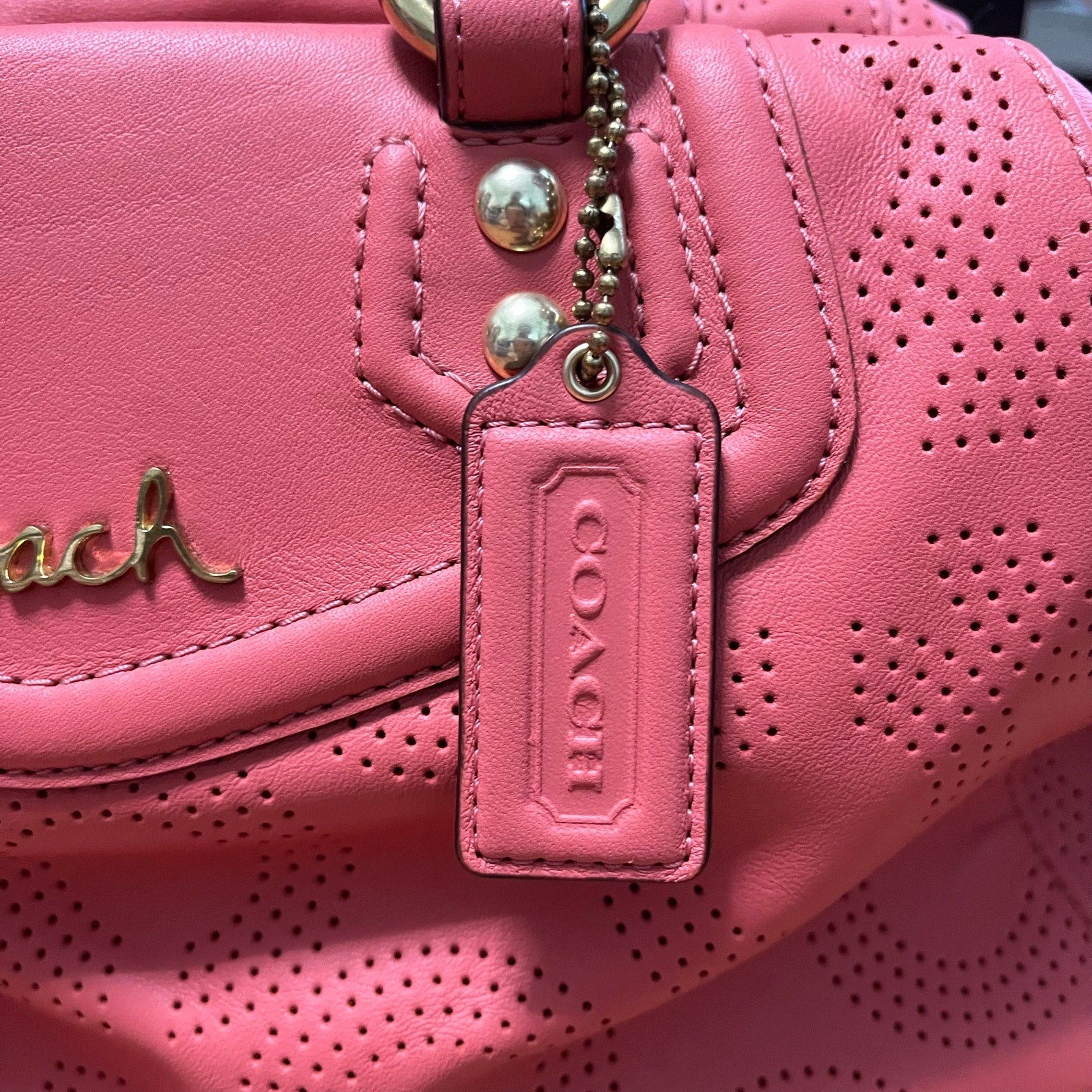 2013 Coach Ashley Coral Shoulder Bag