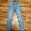 The Kooples Blue Ankle Cropped Jeans with Distressed Details