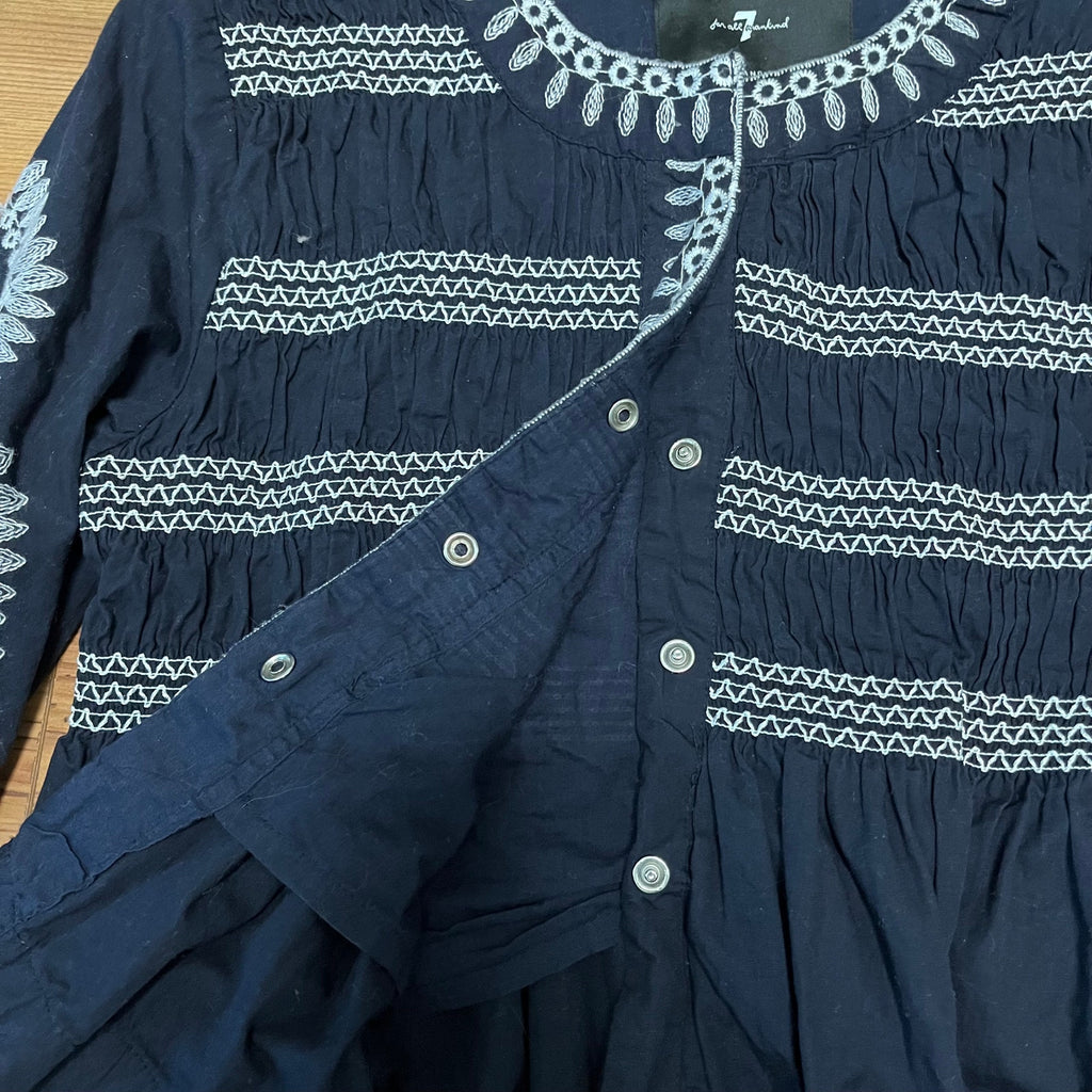 7 for All Mankind Blue and White Embroidery Shirt/Jacket