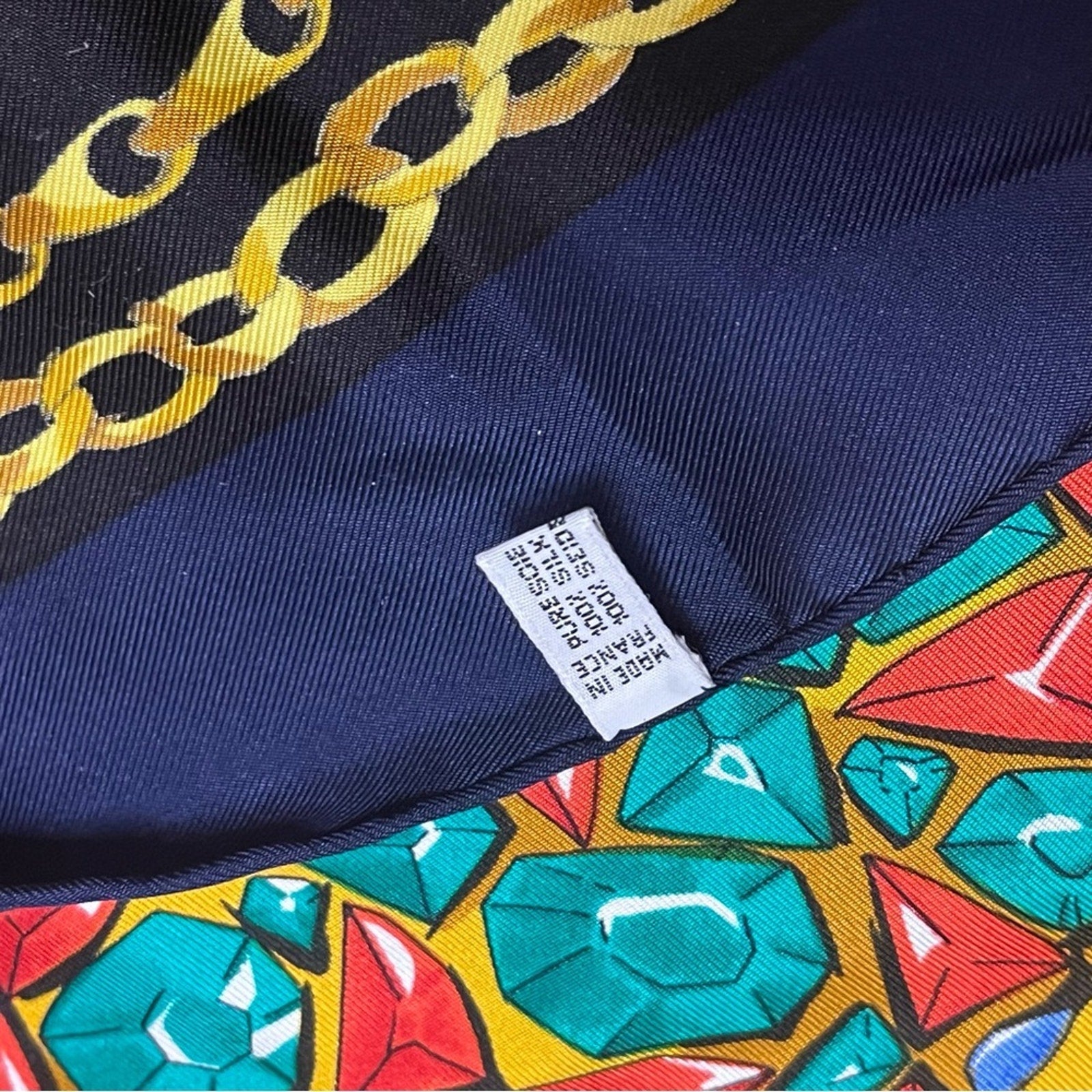 Celine Blue and Gold Chain Silk Scarf