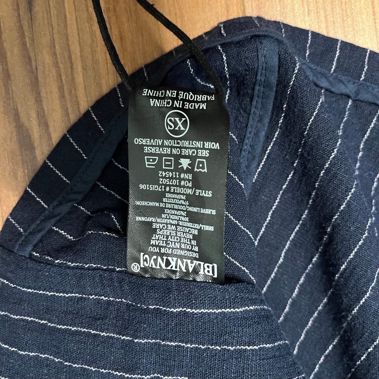 Blank NYC Asymmetric Pin Stripe Blazer