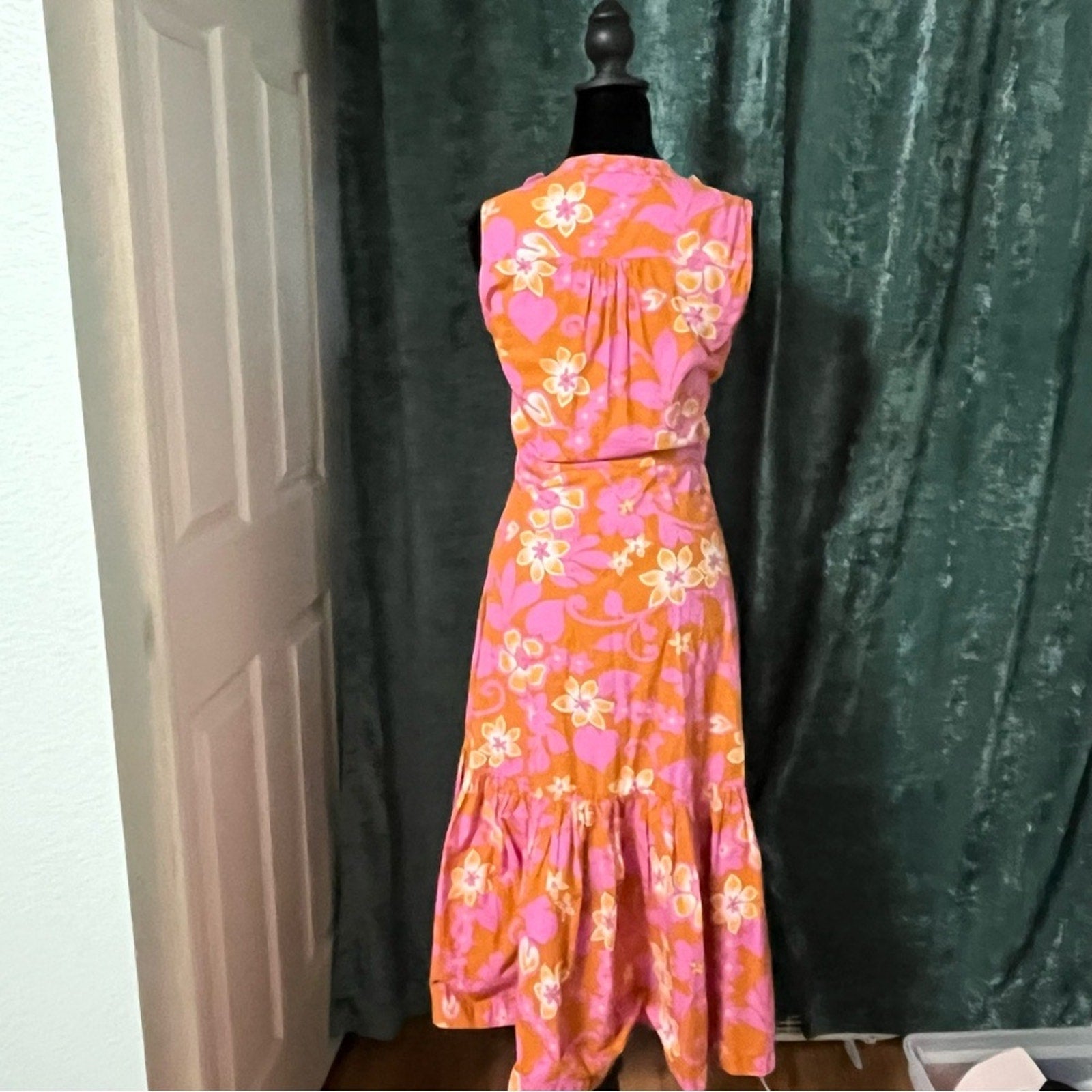 Warm Pink and Orange Tiered Ruffled Sundress