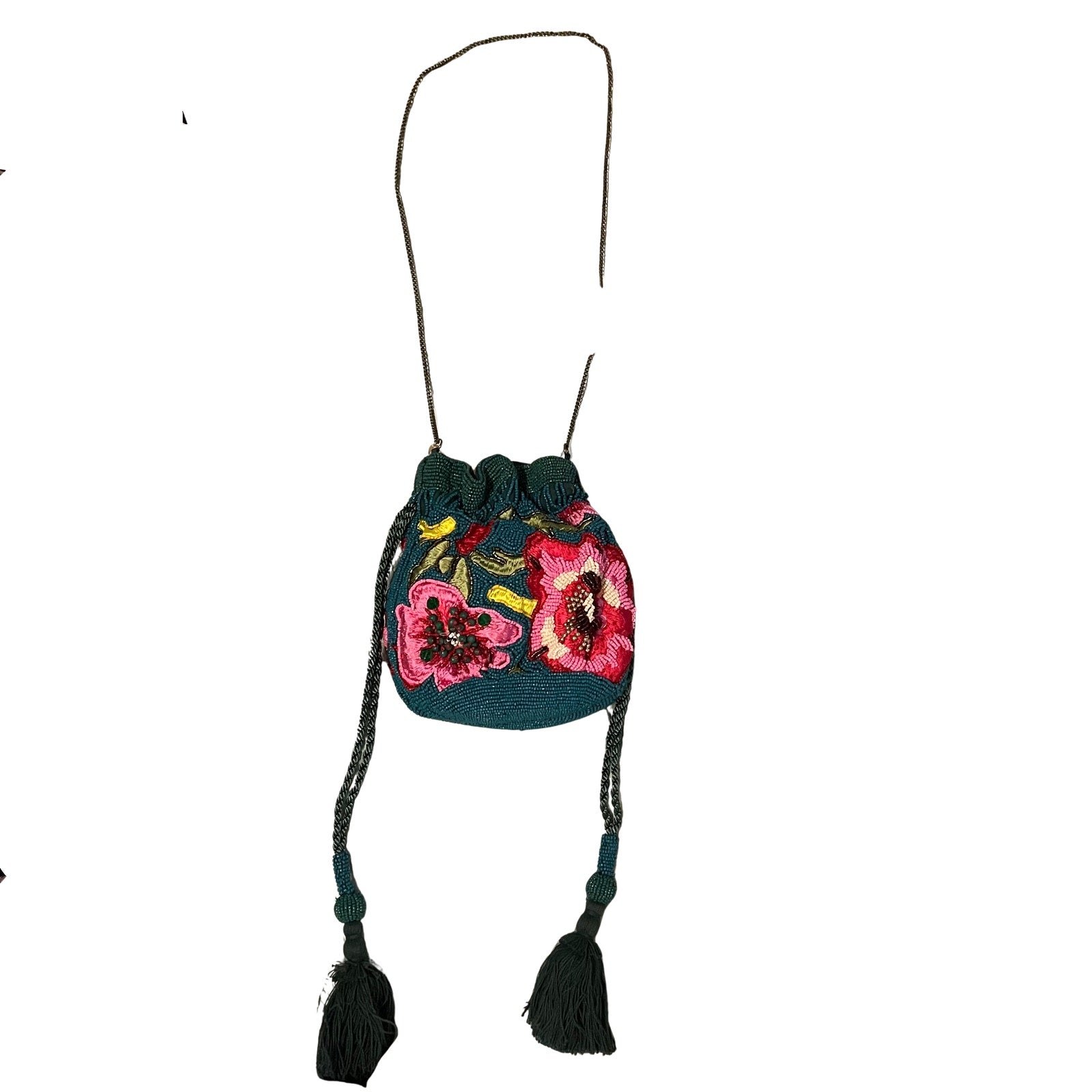 Handmade Floral Draw String Shoulder Bag
