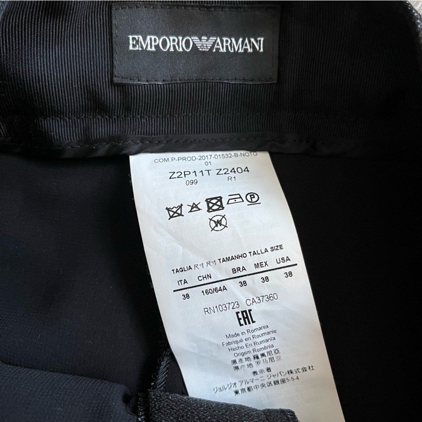 Emporio Armani Metallic Black Trousers