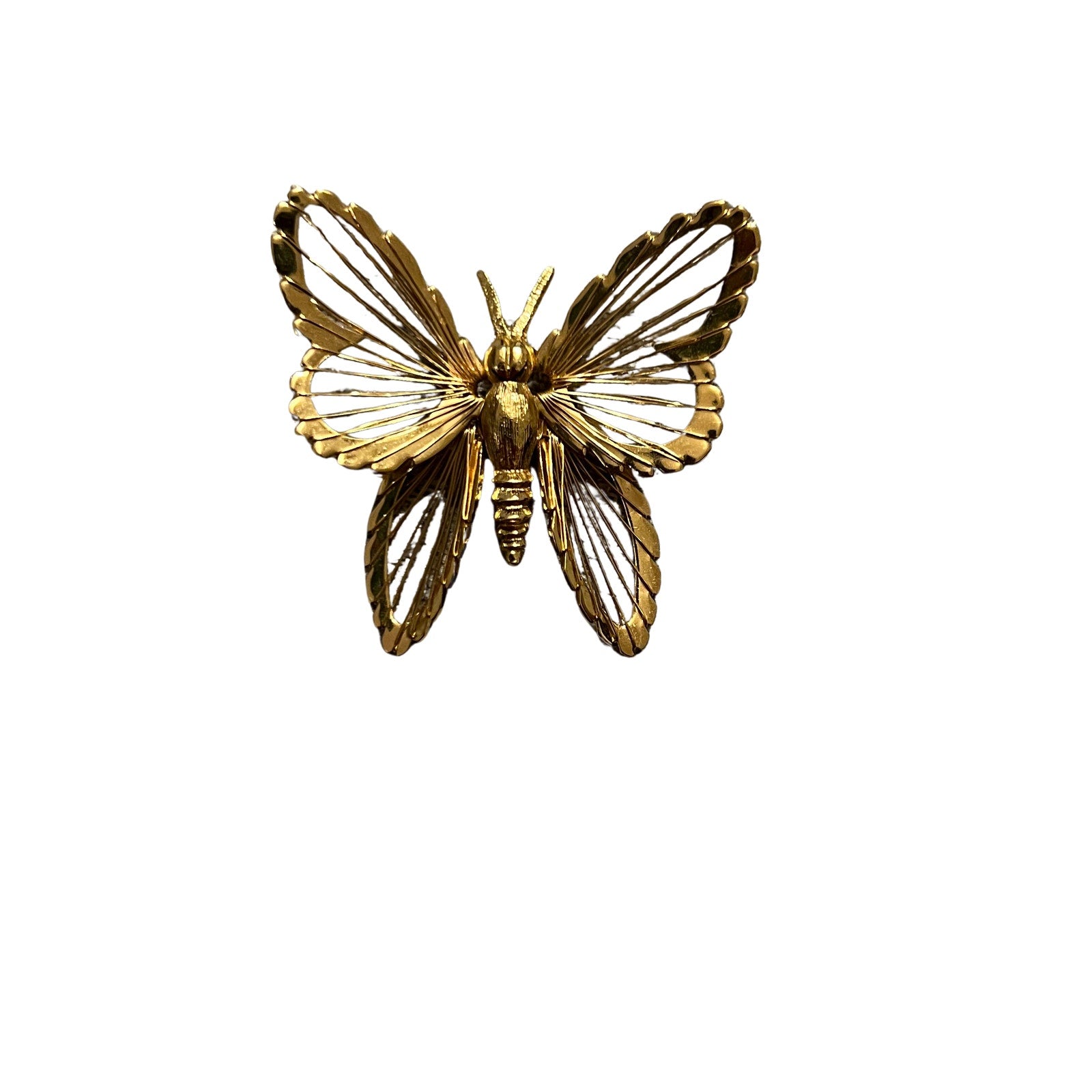 Vintage Coro Gold Butterfly Brooch Filigree Pin