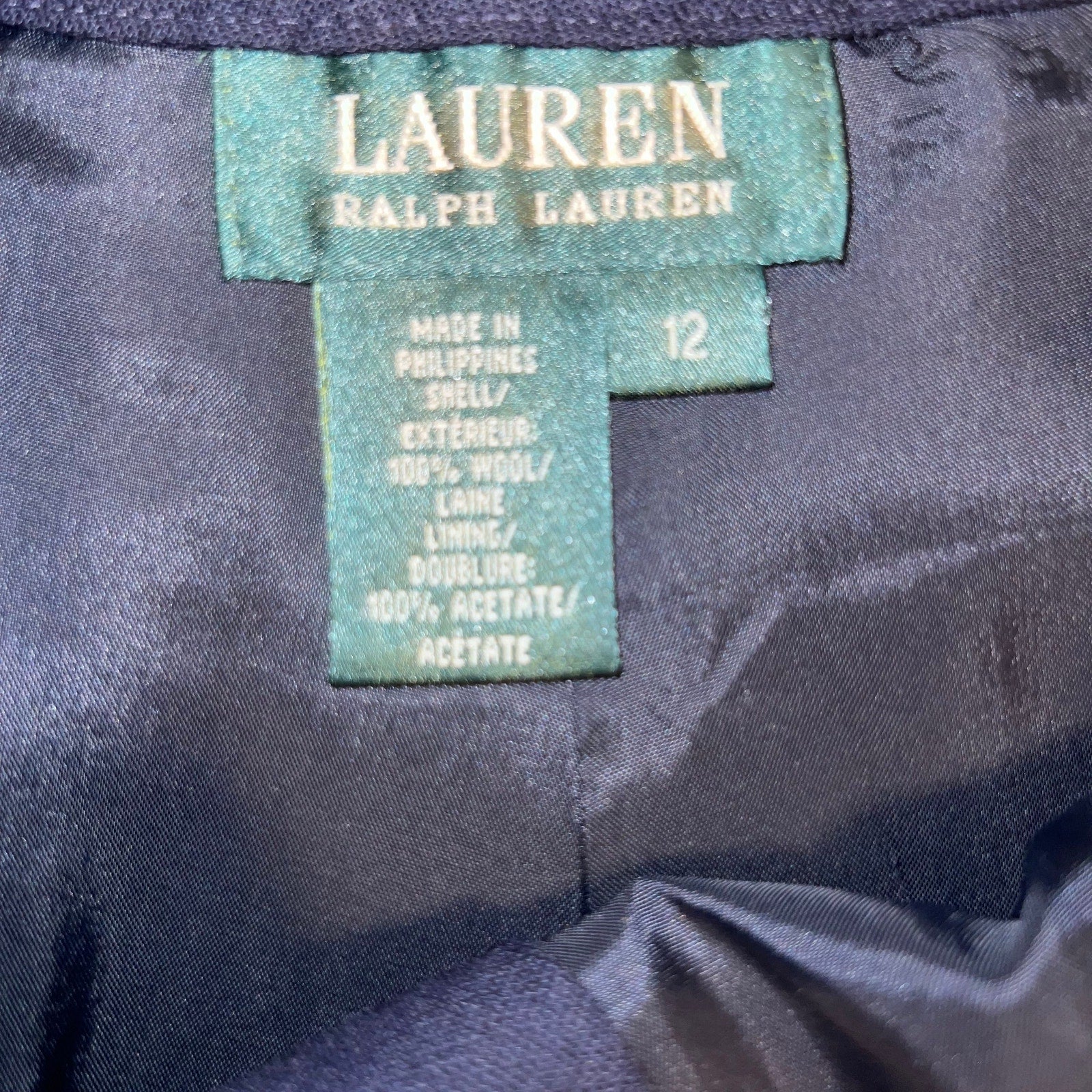 Lauren Ralph Lauren Tailored Navy Wool Blend Trousers