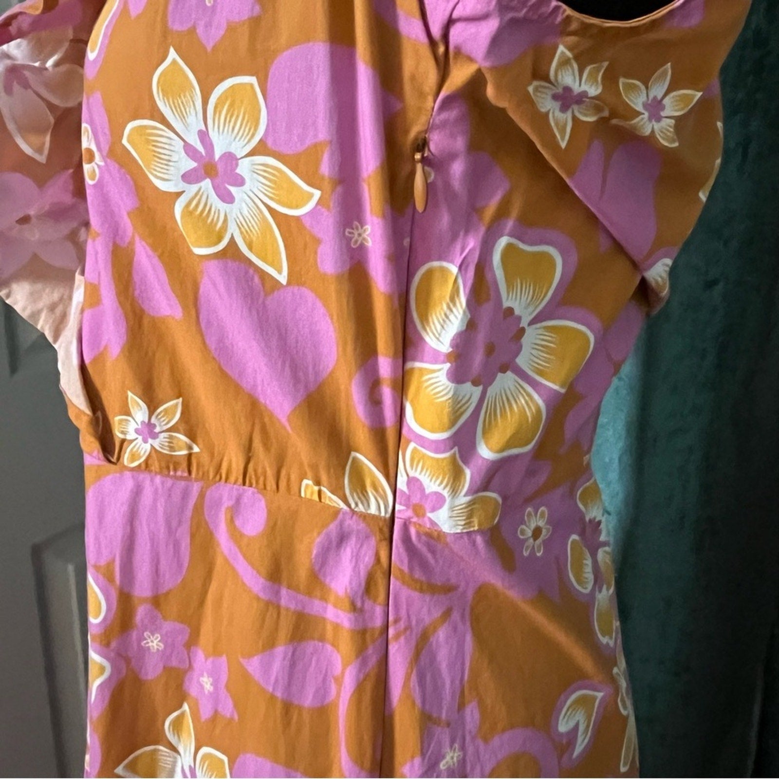 Warm Pink and Orange Tiered Ruffled Sundress