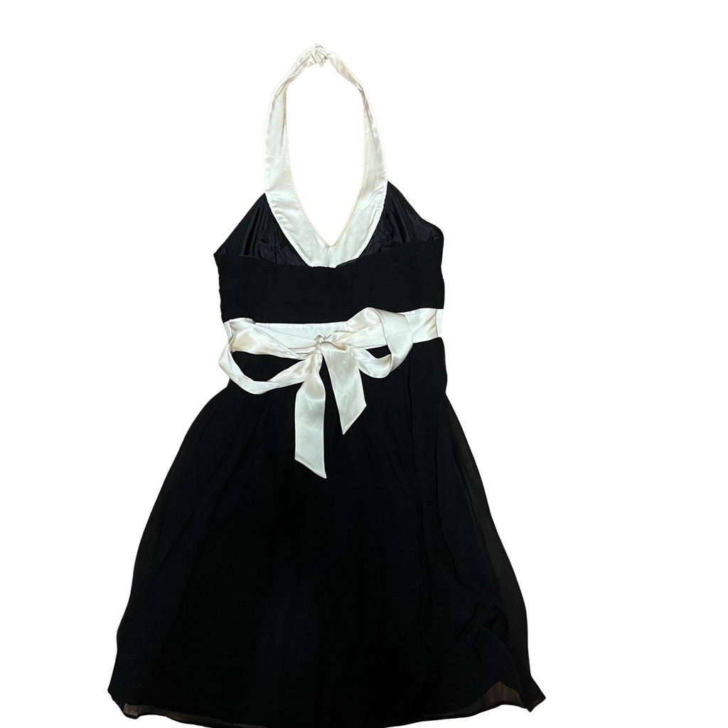 Maggie London Black and White Halter Dress with Bow