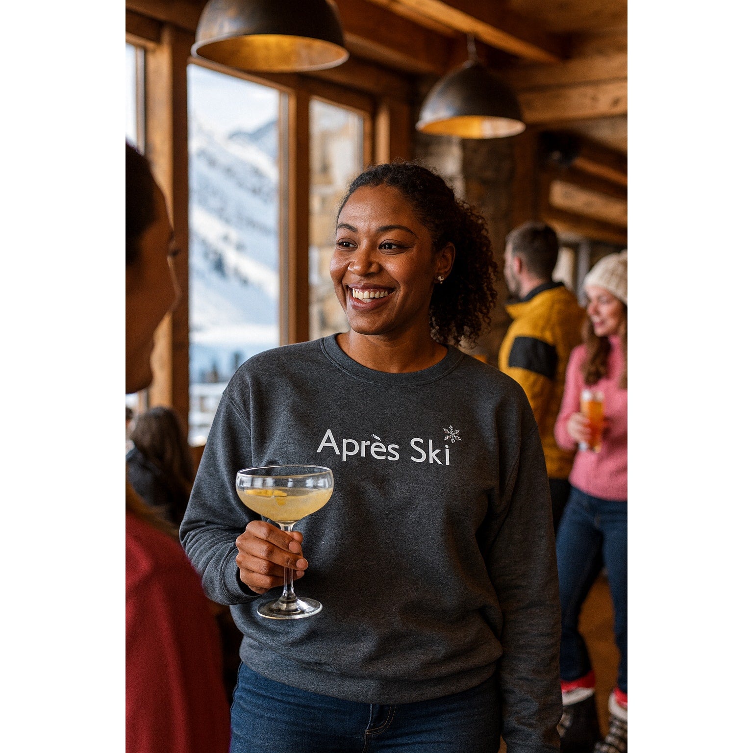 Apres Ski Sweatshirt with Snowflake Brooch