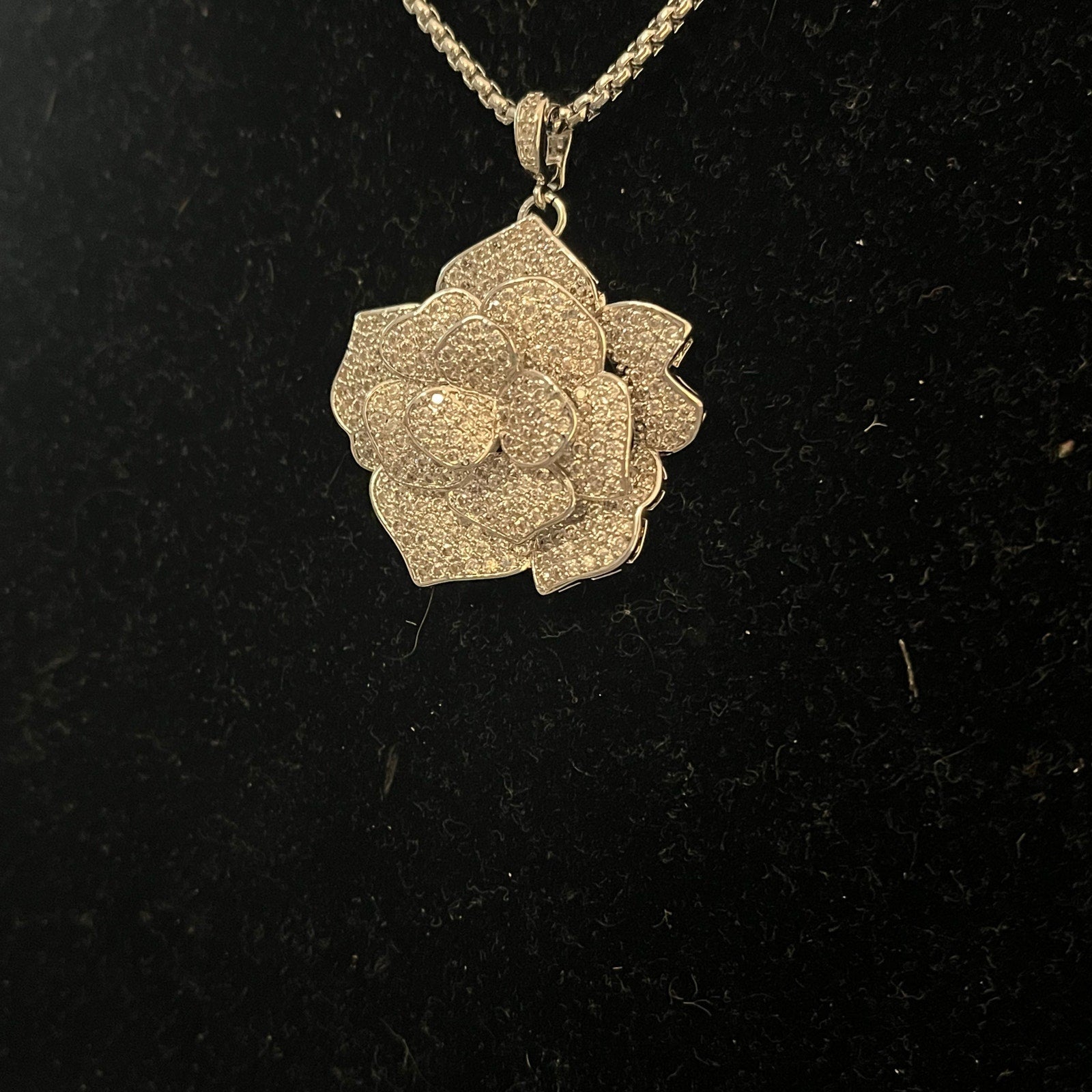 DanielMark White Gold Rose Necklace