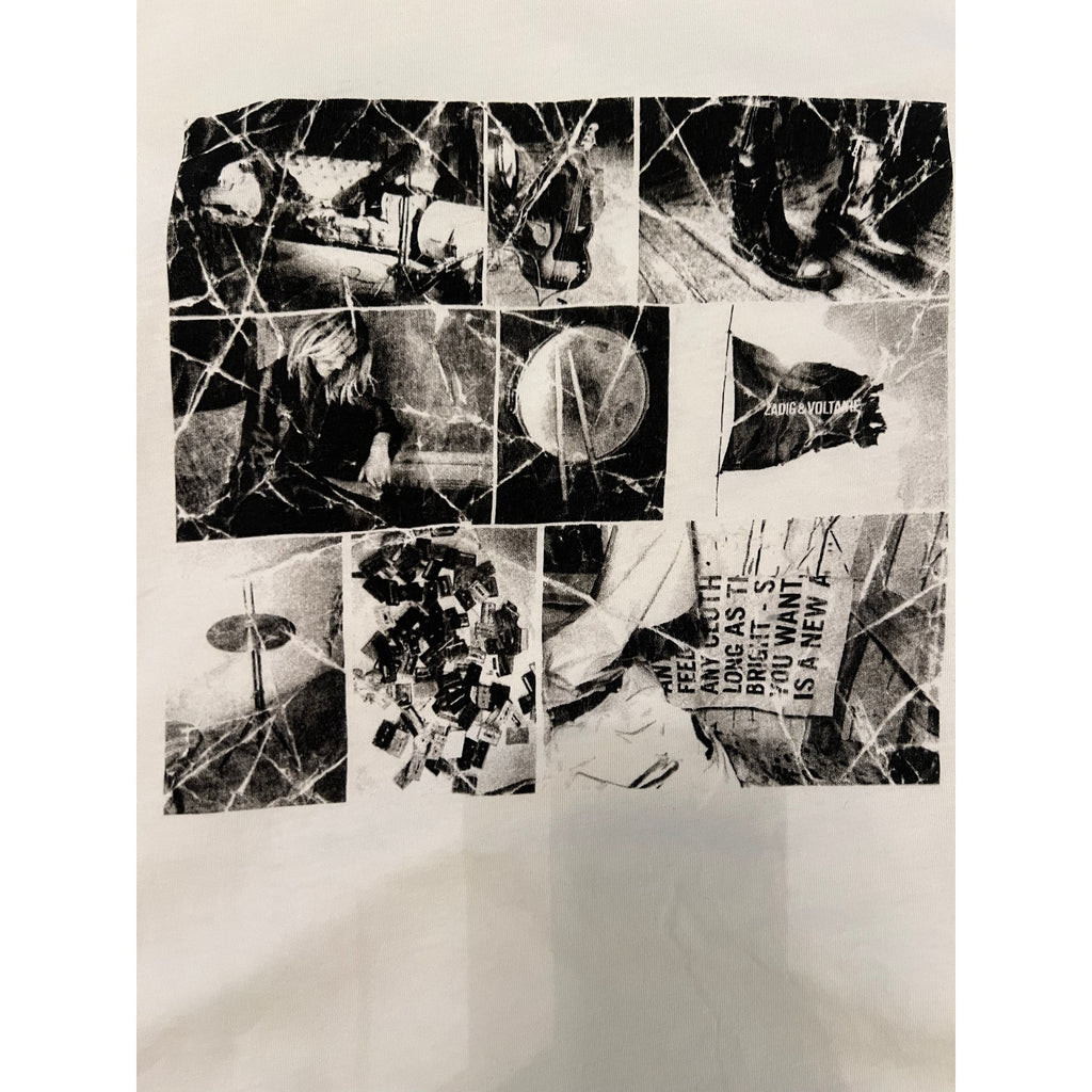 Zadig & Voltaire Graphic Photo Print T Shirt White Large Paris Designer Cotton Tee