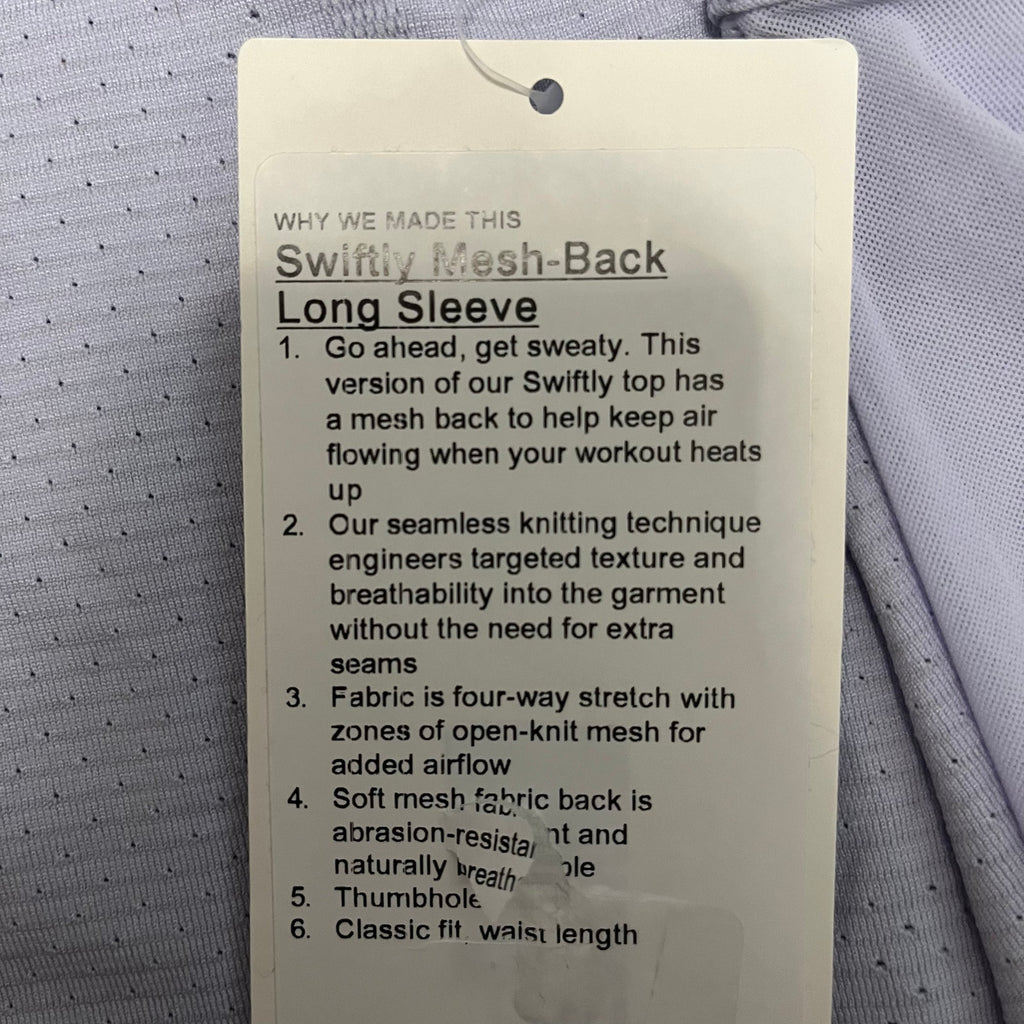 Lululemon Periwinkle Swiftly Mesh Back Long Sleeve