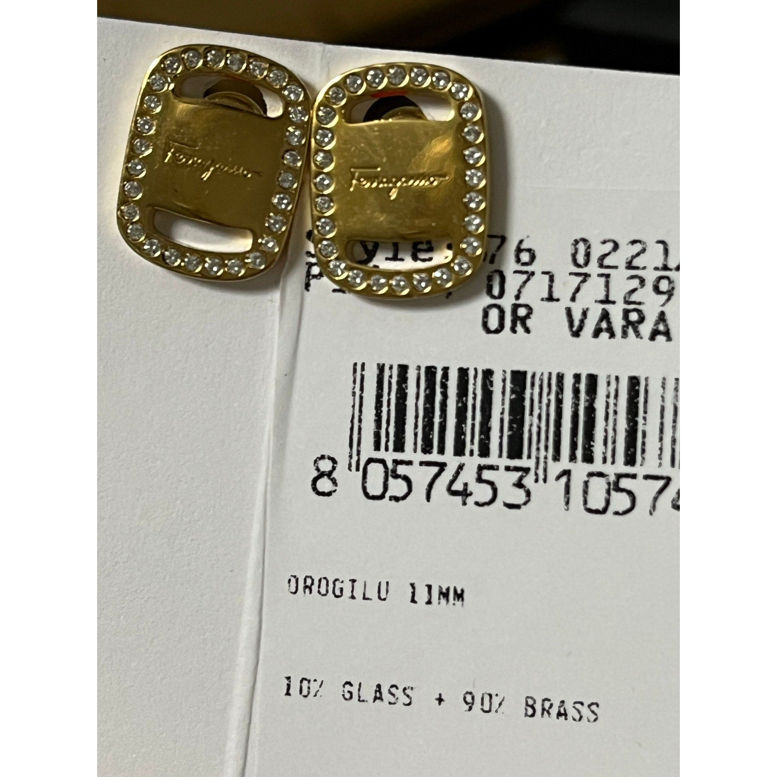 Ferragamo Gold Tone Vara Stud Earrings