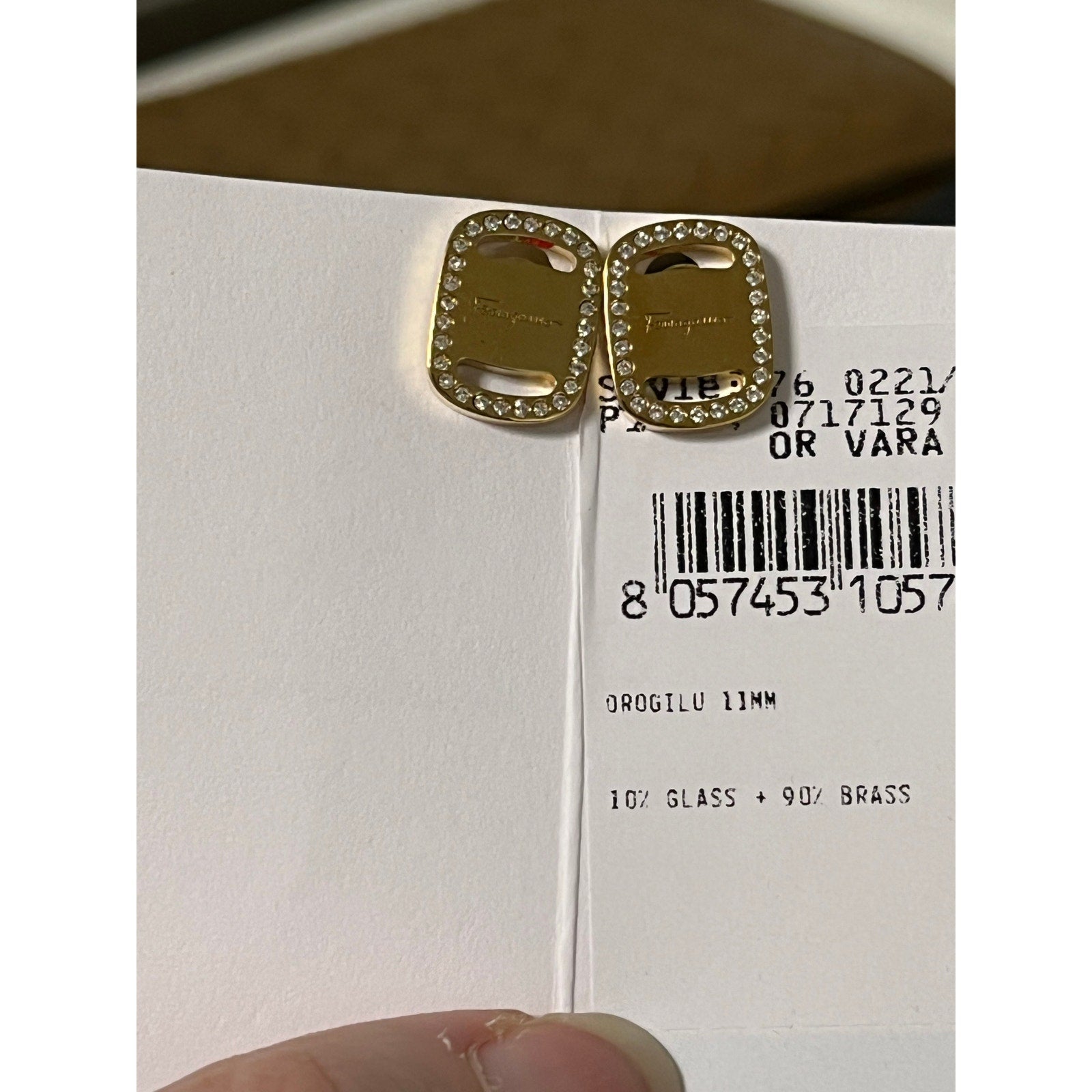 Ferragamo Gold Tone Vara Stud Earrings