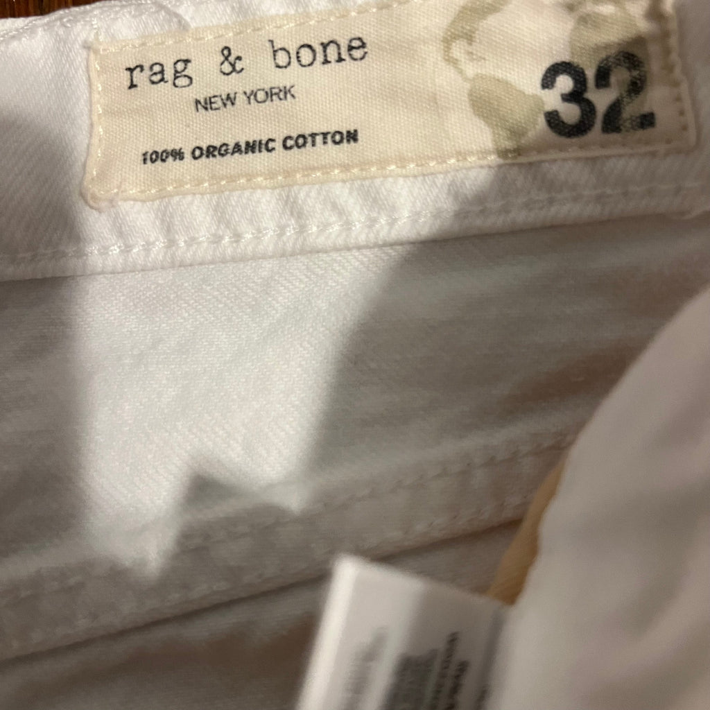 rag & bone Wide Leg Organic Cotton Jeans Cream High Rise Size 32