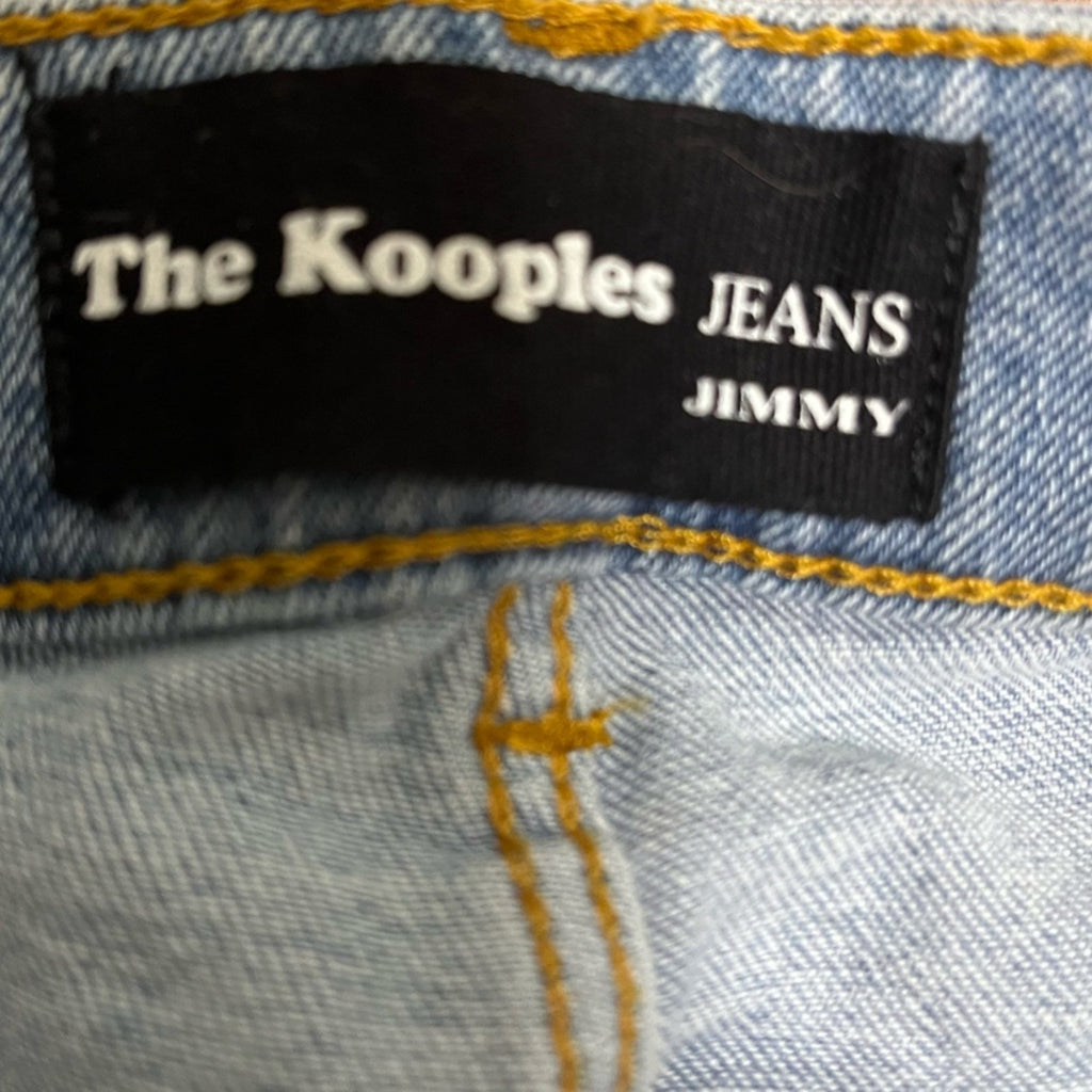 The Kooples Blue Ankle Cropped Jeans with Distressed Details