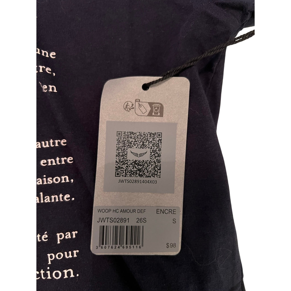 Zadig & Voltaire Amour Definition Graphic Tee Navy Small NWT French Designer Shirt