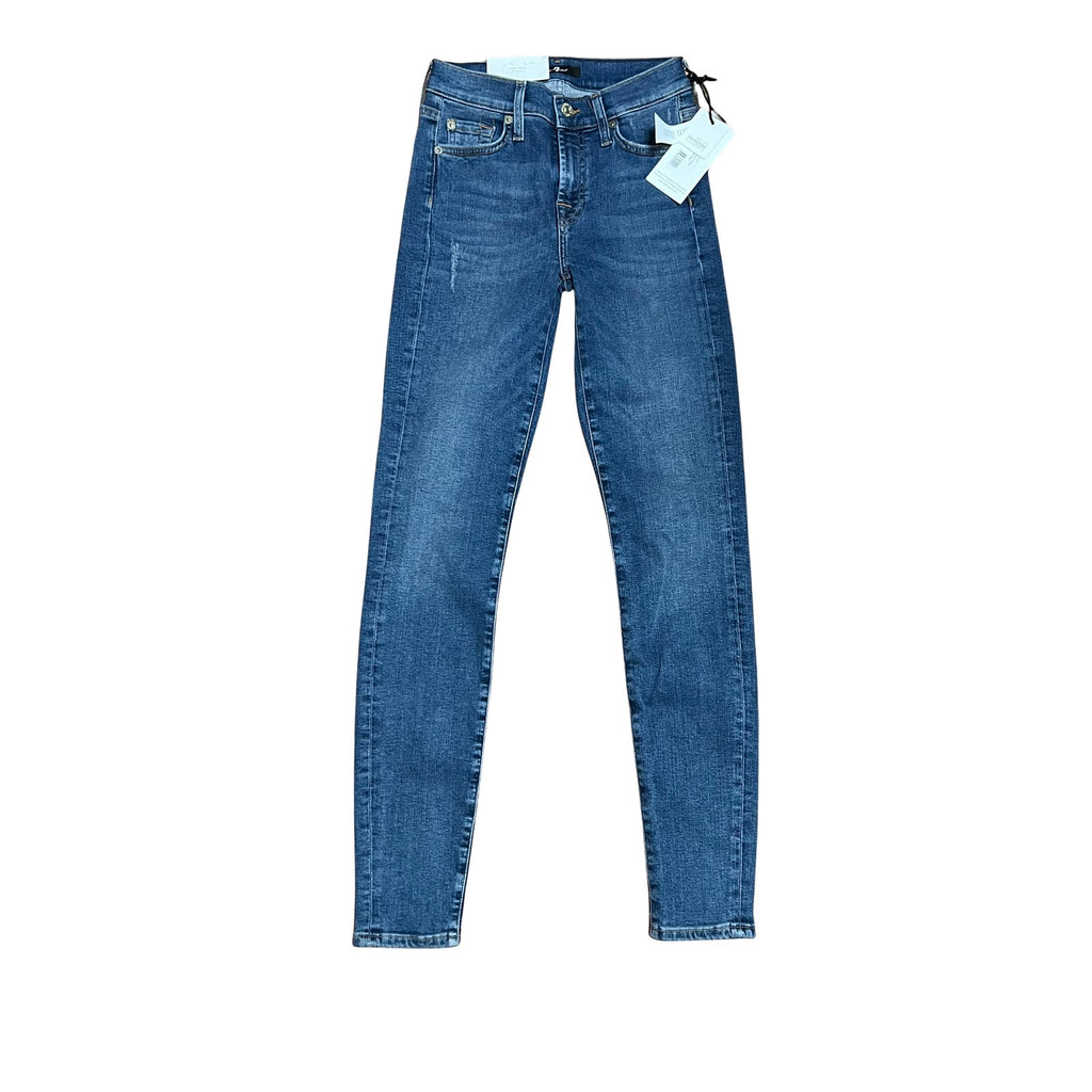 7 For All Mankind Swarovski Skinny Jeans Dark Wash Stretch Denim Size 25 NWT