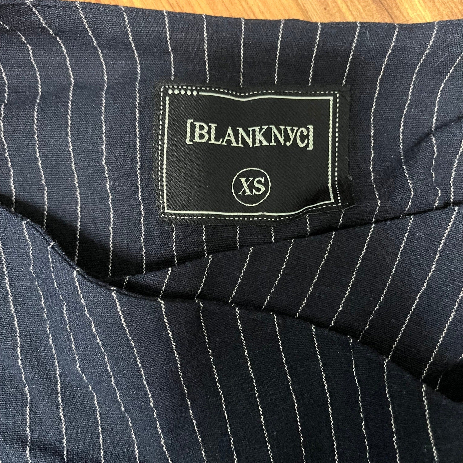 Blank NYC Asymmetric Pin Stripe Blazer