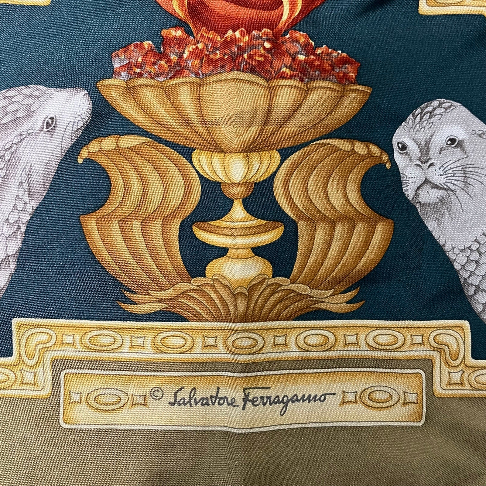 Ferragamo Silk Scarf with Penguins and Seals