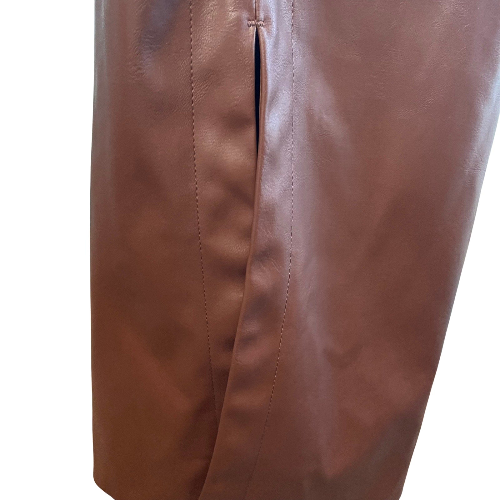 Designer Remix Brown Faux Leather Sustainable Skirt