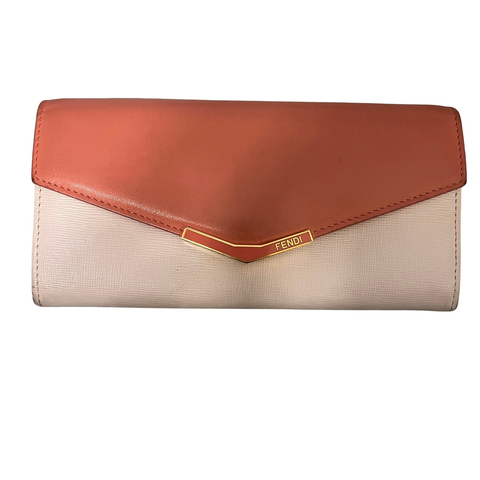 Fendi 2Jours White and Pink Wallet with box