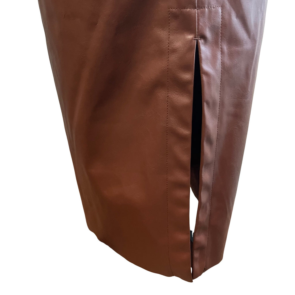 Designer Remix Brown Faux Leather Sustainable Skirt