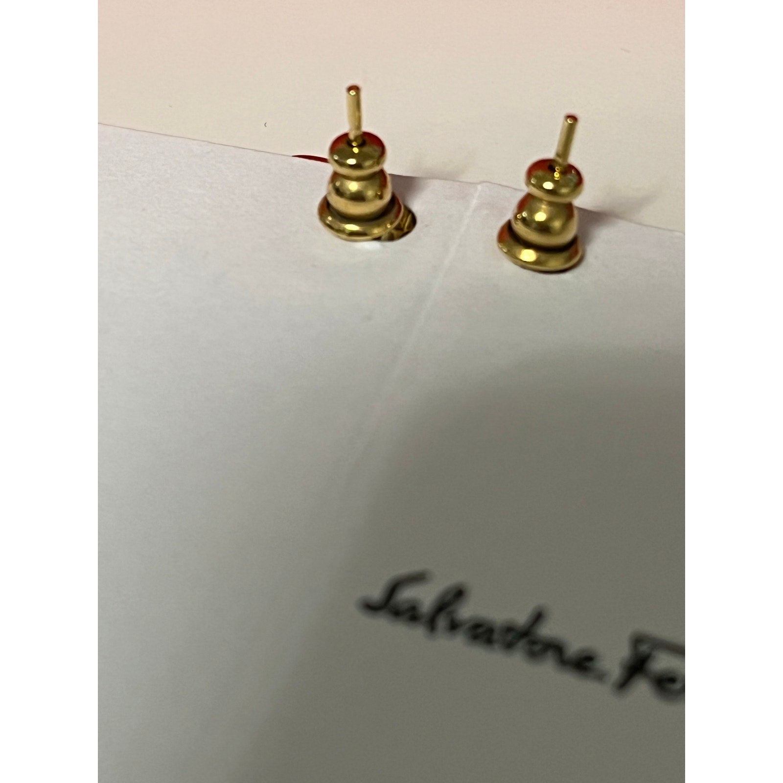 Ferragamo Gold Tone Vara Stud Earrings